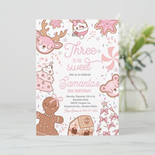 3つはとても甘いクリスマスクッキー誕生日部分 招待状 (スタンド正面)