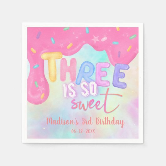 3つはとても甘いピンクのつや消しナプキンス スタンダードカクテルナプキン (正面)
