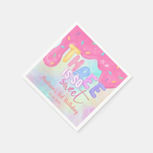 3つはとても甘いピンクのつや消しナプキンス スタンダードカクテルナプキン (角)