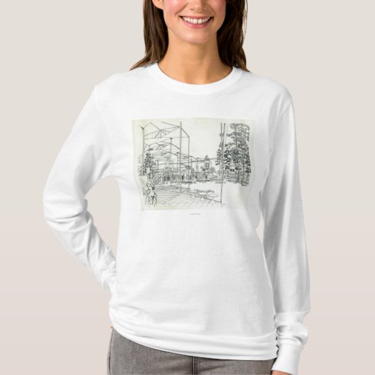 3つを引く宇宙の針の空気の概念 Tシャツ (正面)