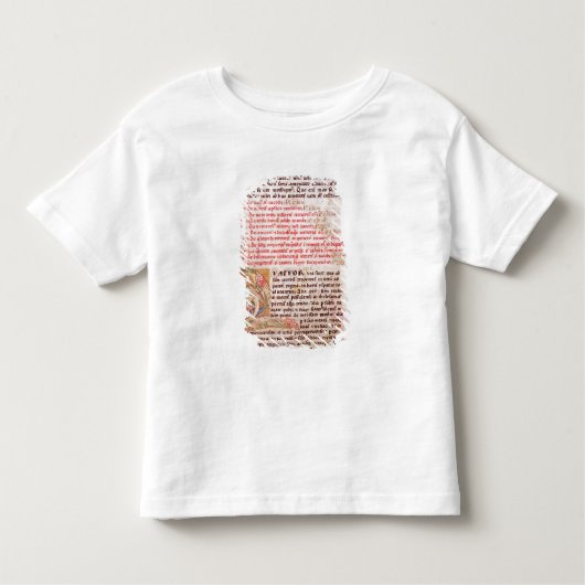 3つを描写しているHistoriatedのイニシャル「Q」 トドラーTシャツ (正面)