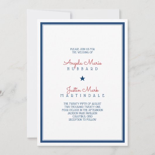 3つを結婚する米国の愛国心が強い旗 招待状 (正面)