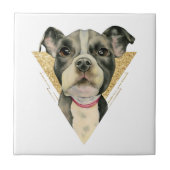 3つを絵を描いている"子犬"はピット・ブル犬の水彩画を注目します タイル (正面)