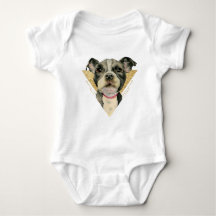 3つを絵を描いている"子犬"はピット・ブル犬の水彩画を注目します