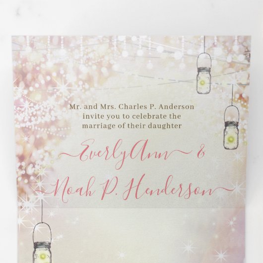 3つエレガント折おとぎ話の結婚RSVPを含む 三つ折りプログラム (内部最初)