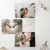 3つエレガント折の写真の追加の結婚の発表 三つ折り案内状