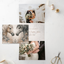 3つエレガント折の写真の追加の結婚の発表