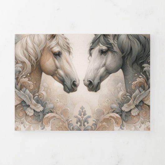 3つエレガント折の追加フォト結婚式招待状 三つ折り招待状 (カバー)