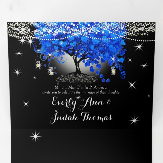 3つエレガント折りハートリーフ結婚にRSVPを含む 三つ折り招待状 (内部最初)