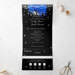 3つエレガント折りハートリーフ結婚にRSVPを含む 三つ折り招待状