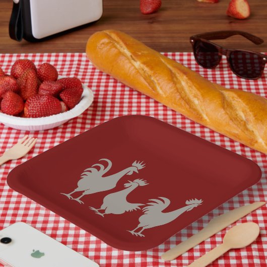 3つフランスののヘンカットアウトステンシルスタイル5 ペーパープレート (ピクニック)