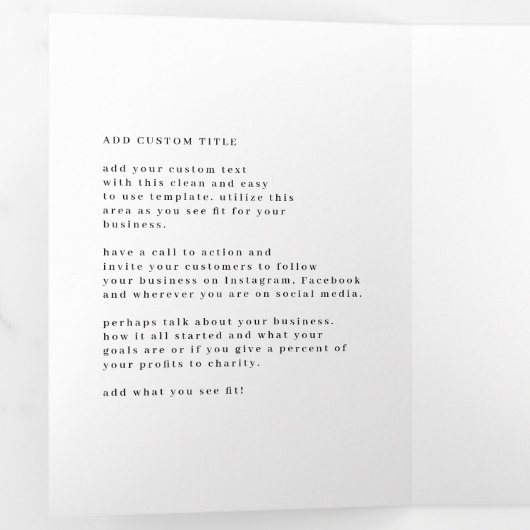 3つモダン折の写真とロゴのビジネスパンフレット 三つ折りカード (内部最初)