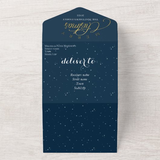 3つ折りのクリスマスグリーティングカード オールインワン招待状 (外側)