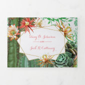 3つ折りオールインワンサボテン結婚式招待状 三つ折りプログラム (カバー)