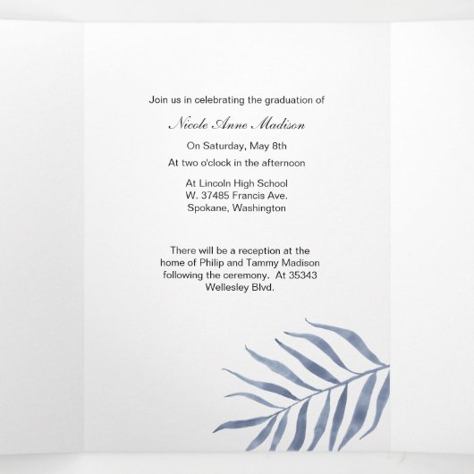 3つ折り写真卒業発表招待状 三つ折り案内状 (内部中)