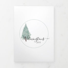 3つ折り3フォトウォーターカラーカード 三つ折りクリスマスカード