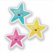 3つ星かわいいお洒落イラストレーション シール (正面)