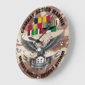 3つ星戦闘行動海洋砂漠嵐 ラージ壁時計 (傾斜)