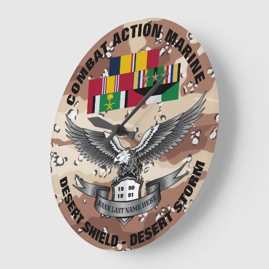 3つ星戦闘行動海洋砂漠嵐 ラージ壁時計 (傾斜)