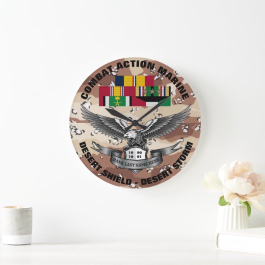 3つ星戦闘行動海洋砂漠嵐 ラージ壁時計 (ホーム)