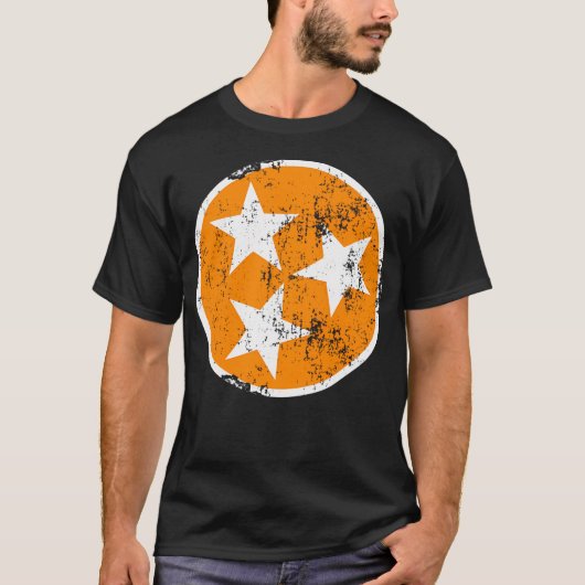 3つ星Tnオレンジと白テネシー動揺してゼスト Tシャツ (正面)