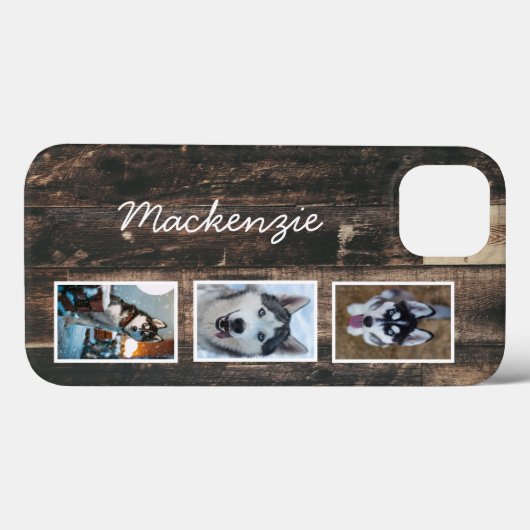 3つ素朴のフォトウッドコラージュ名ケースメイトi Case-Mate iPhoneケース (裏面 (横))