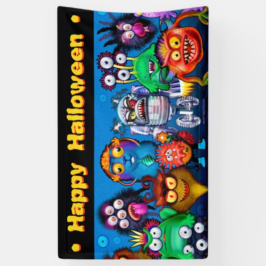 3'で5'モンスターが付いているビニールのハロウィンの旗 横断幕 (縦)