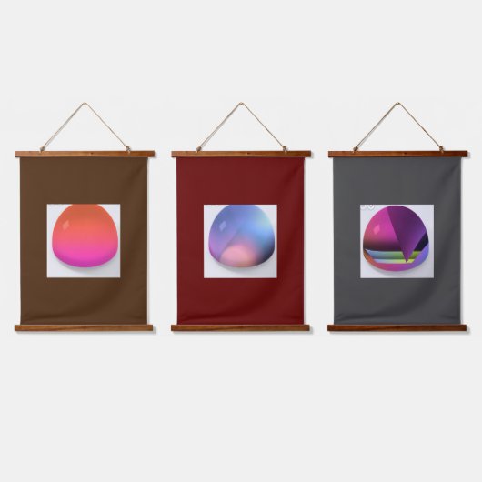 3のガラスドーム 吊り下げ型タペストリー (トリプル)