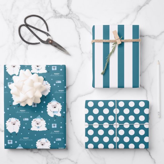 3のクリスマスラムラッピングシートセット ラッピングペーパーシート (正面)