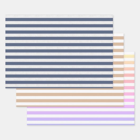 3のストライプのセット ラッピングペーパーシート (セット)