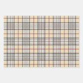 3のセットでタンと白のバッファローのプレイドギンガム ラッピングペーパーシート (正面2)