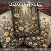 3のセット – タイムレスフラワー美しい- Decopage - ラッピングペーパーシート