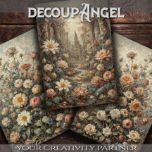 3のセット – タイムレスフラワー美しい- Decopage -