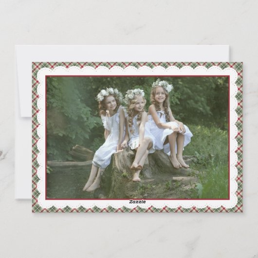 3のファミリ |クリスマスストッキングフラットホリデーカード シーズンカード (裏面)