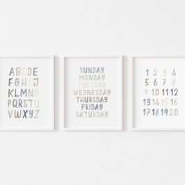 3のミュート色の教育用ポスターセット