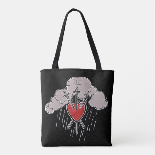 3の剣ラブハートタロットイラストレーションデコール トートバッグ (裏面)