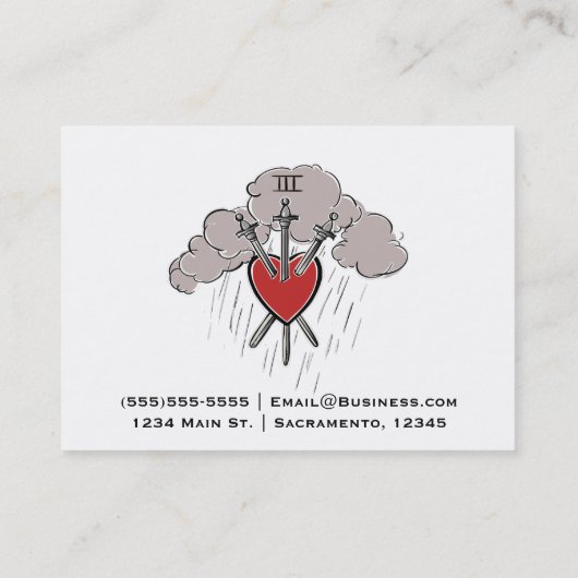 3の剣ラブハートタロットイラストレーション3 名刺 (裏面)