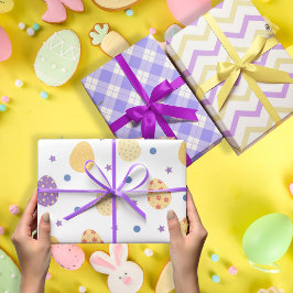 3の数々の色バイオレットのイースター卵セット ラッピングペーパーシート