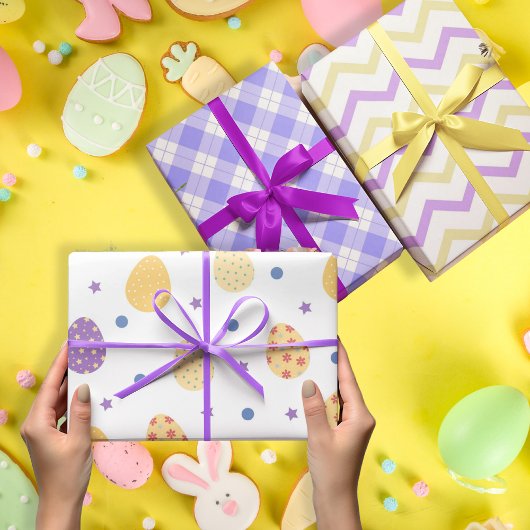 3の数々の色バイオレットのイースター卵セット ラッピングペーパーシート