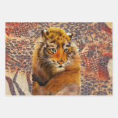 3の絵画動物用包装紙フラットシートセット ラッピングペーパーシート (正面)