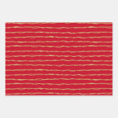 3の赤いクリスマスセットの黄金のグリッター ラッピングペーパーシート (正面3)