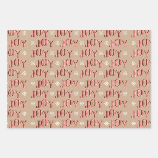 3の赤とタンのクリスマスセット ラッピングペーパーシート (正面)