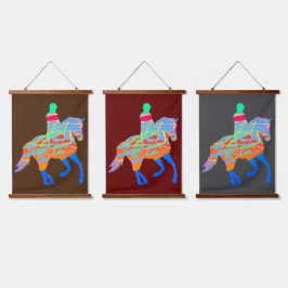 3の青い馬とライダーシリーズ 吊り下げ型タペストリー
