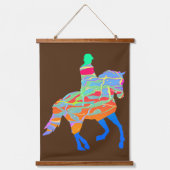 3の青い馬とライダーシリーズ 吊り下げ型タペストリー (正面)