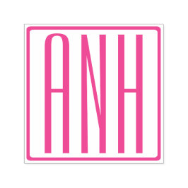 3はっきりしたイニシャル明るい赤紫色ピンクモノグラム セルフインキングスタンプ