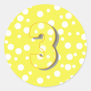 3はっきりした番黄色誕生日 ラウンドシール