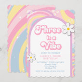 3はビバ・グルービー・レトロガール パステルカラー 招待状 (正面/裏面)