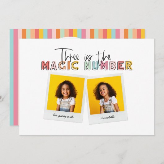 3は魔法第3位の誕生日パーティー 案内状 (正面/裏面)
