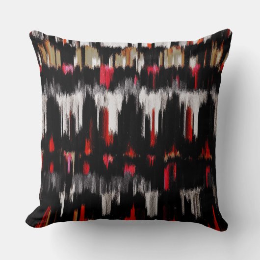 #3を絵を描く赤く黒い灰色の抽象芸術 クッション (正面)