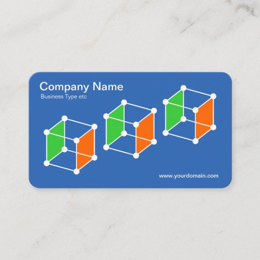 3アイソメキューブv2 – 青写真/白 名刺 (正面)